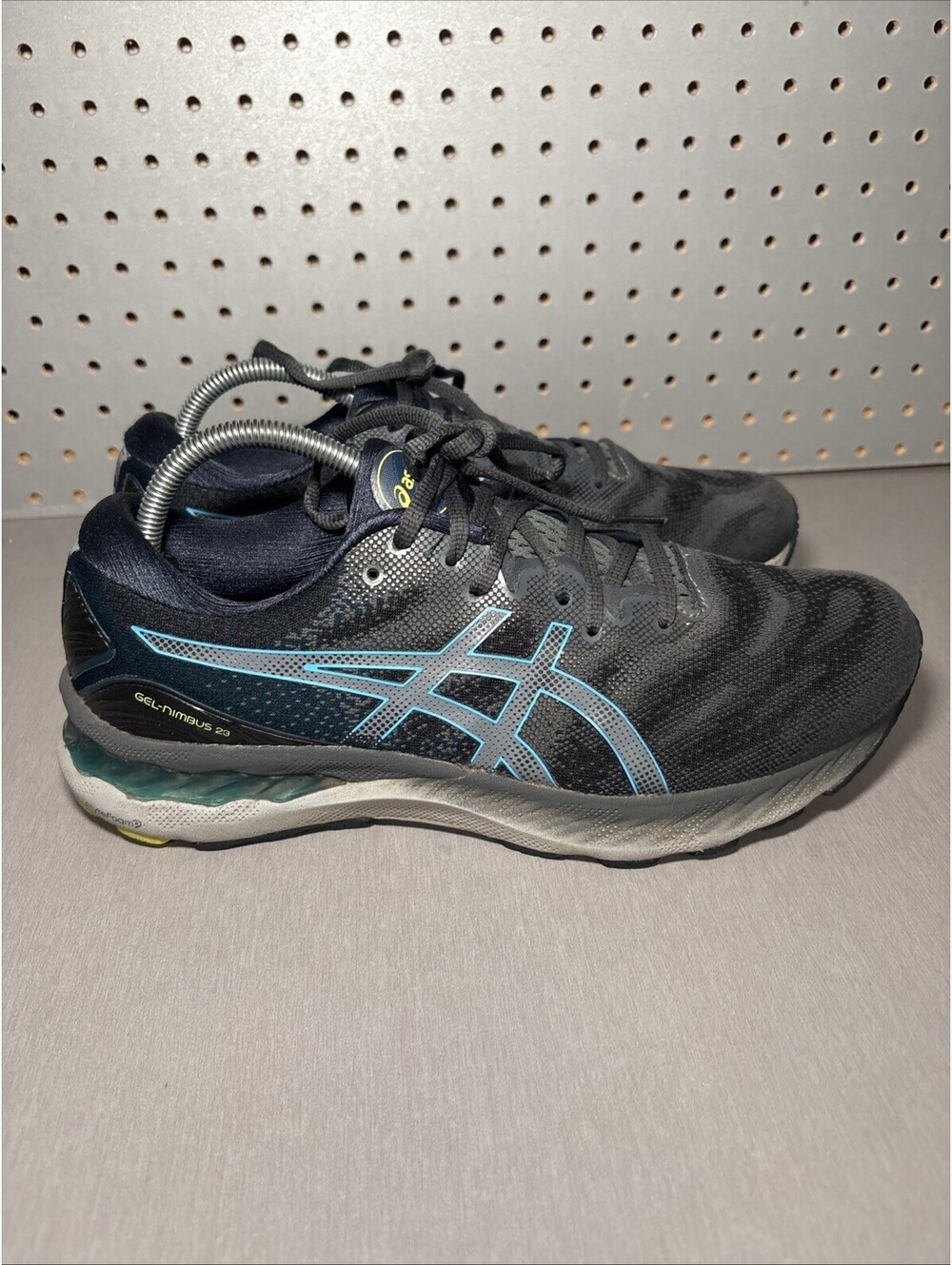 ASICS GEL-Nimbus 23 Running Shoes Mens Sz 10 Wide Black Gray Grey Blue Sneakers